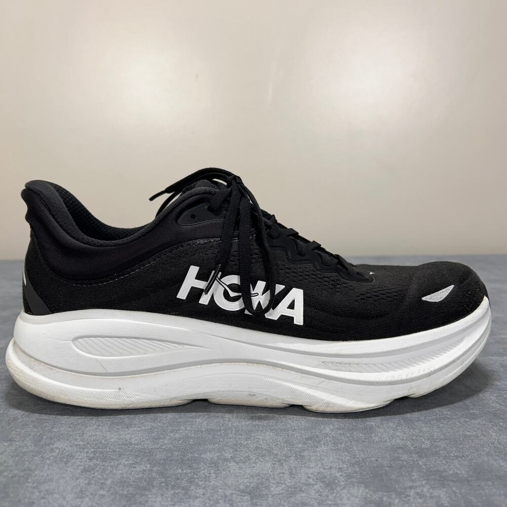 Hoka One One Bondi 9 Wide Black White Mens 12.5 Running shoes Athletic